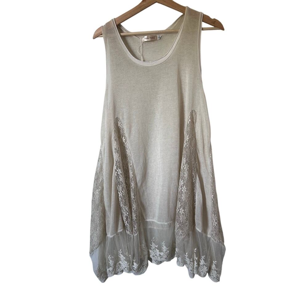 Etheral Boho Grunge Mesh Lace Layered Fairycore Asymmetrical Slip Dress Size M